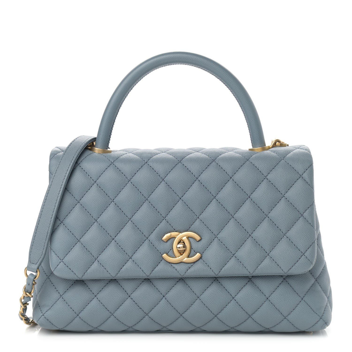 Chanel Caviar Quilted Small Coco Handle Flap Light Blue 1 of 11