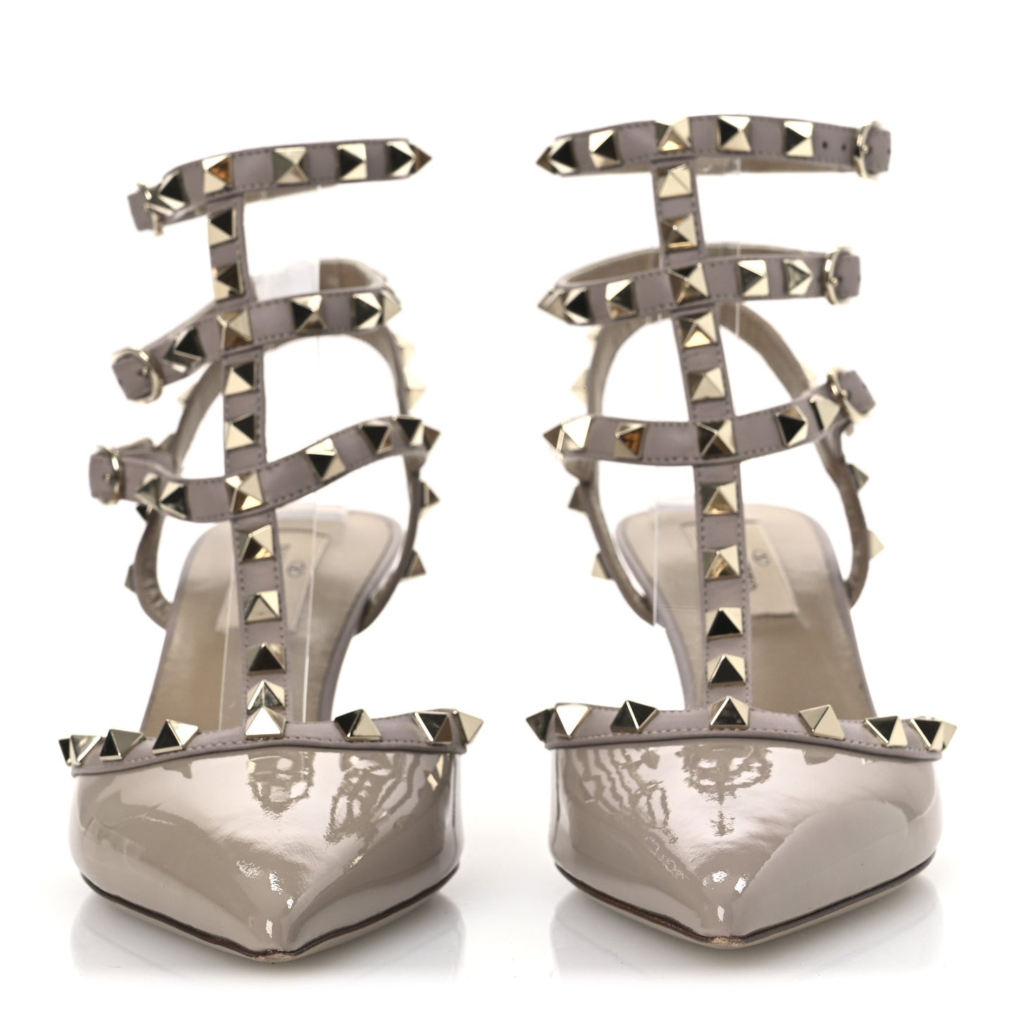 Patent Rockstud Ankle Strap 65mm Pumps 37.5 Poudre