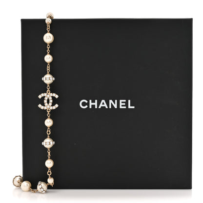 Chanel Crystal Pearl CC Short Necklace Gold 5 of 5