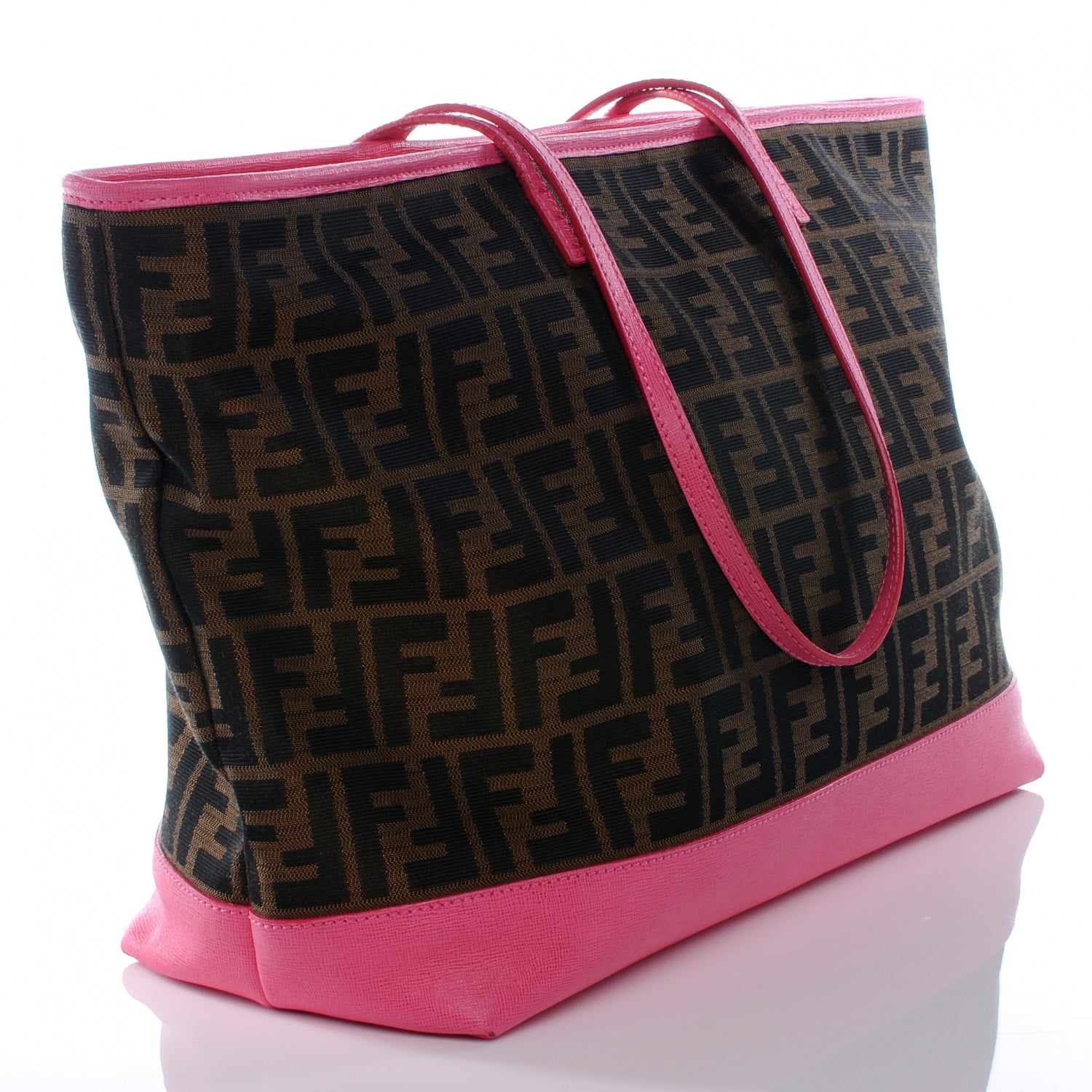 Fendi Zucca Vitello Elite Medium Roll Tote Tobacco Fuxia 3 of 8