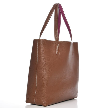 Hermes Taurillon Clemence Double Sens 45 Reversible Tote Marron D'Inde Tosca 3 of 9