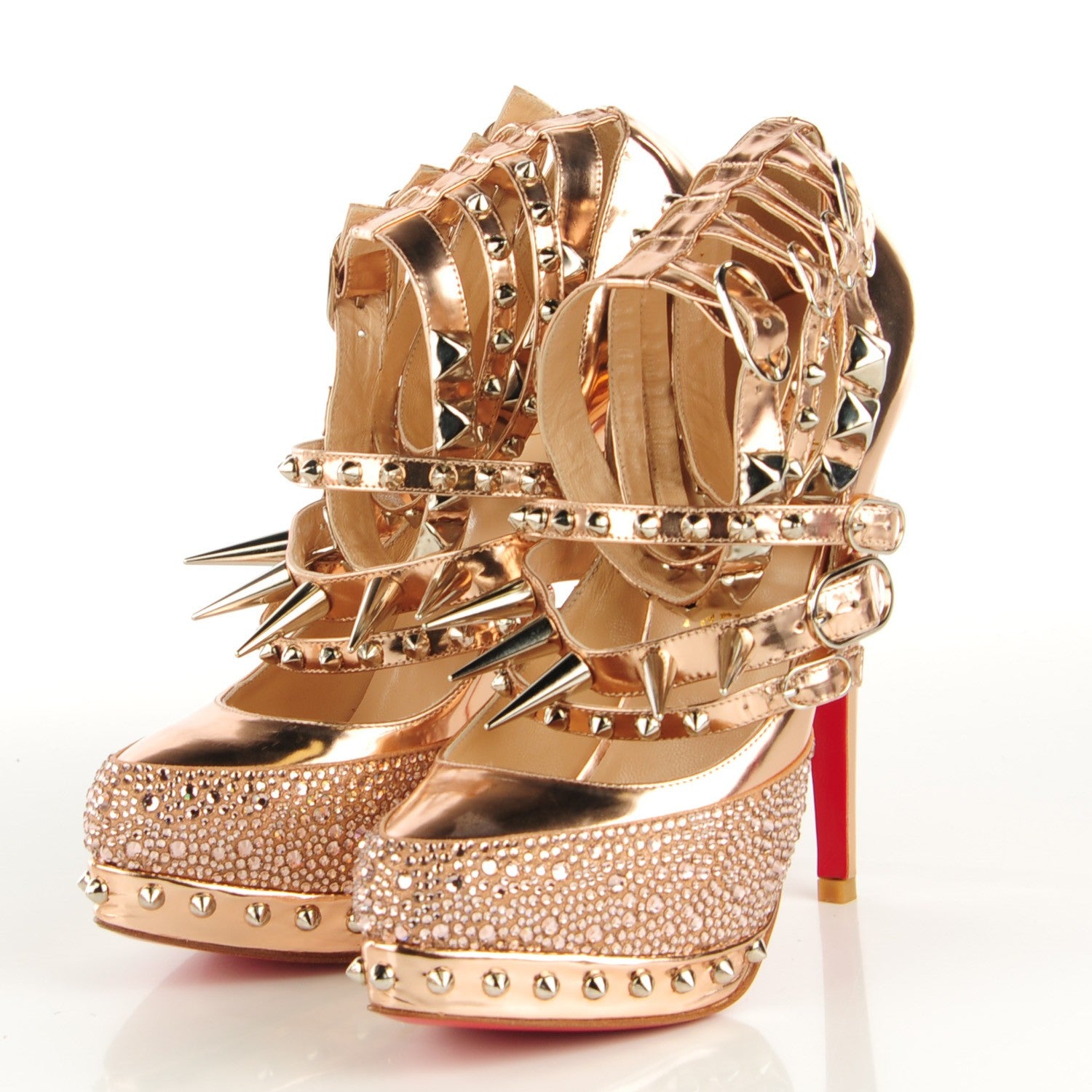 Christian Louboutin Patent Spiked Rodarte 140 Pumps 37.5 Rose Gold 3 of 7