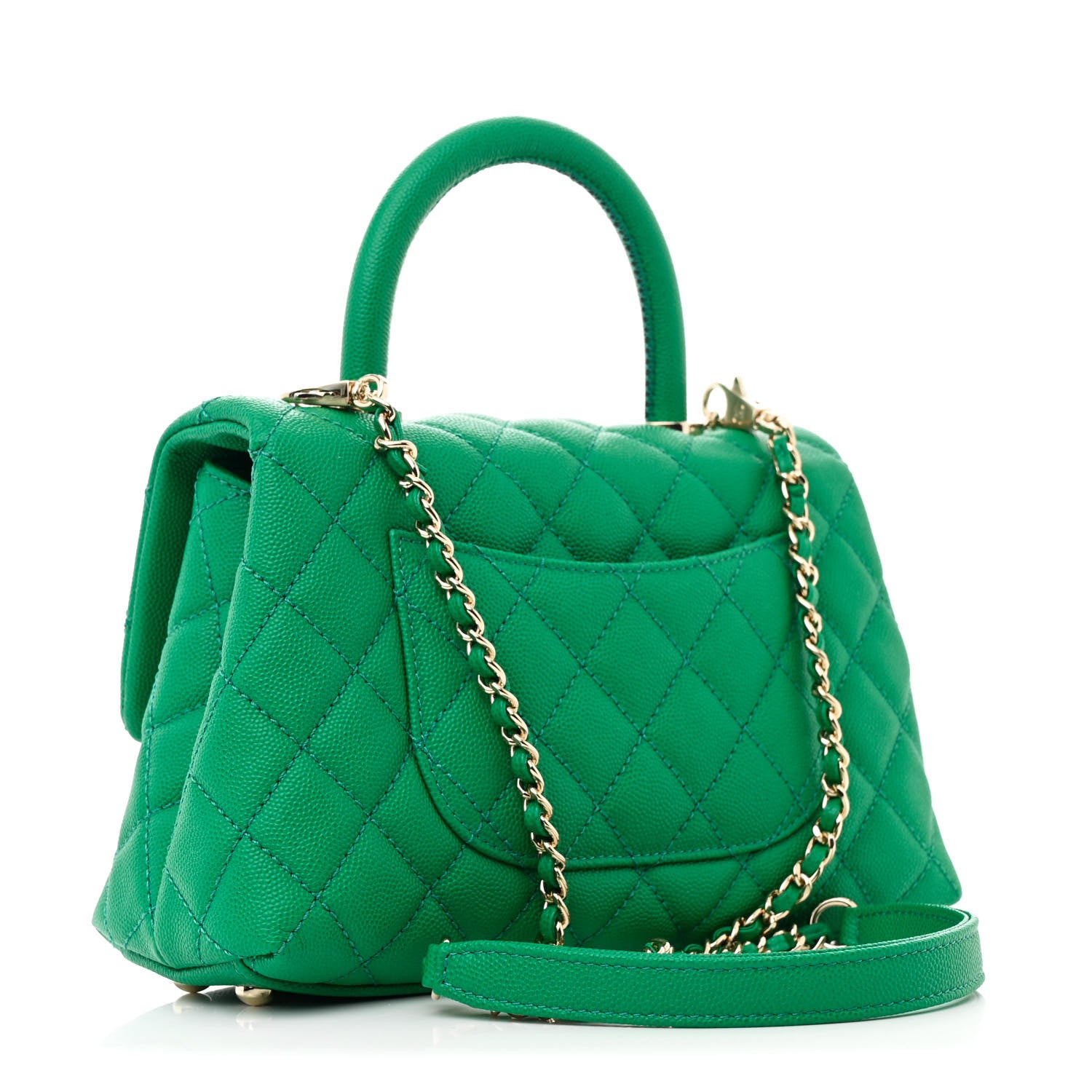 Chanel Caviar Quilted Mini Coco Handle Flap Green 3 of 11