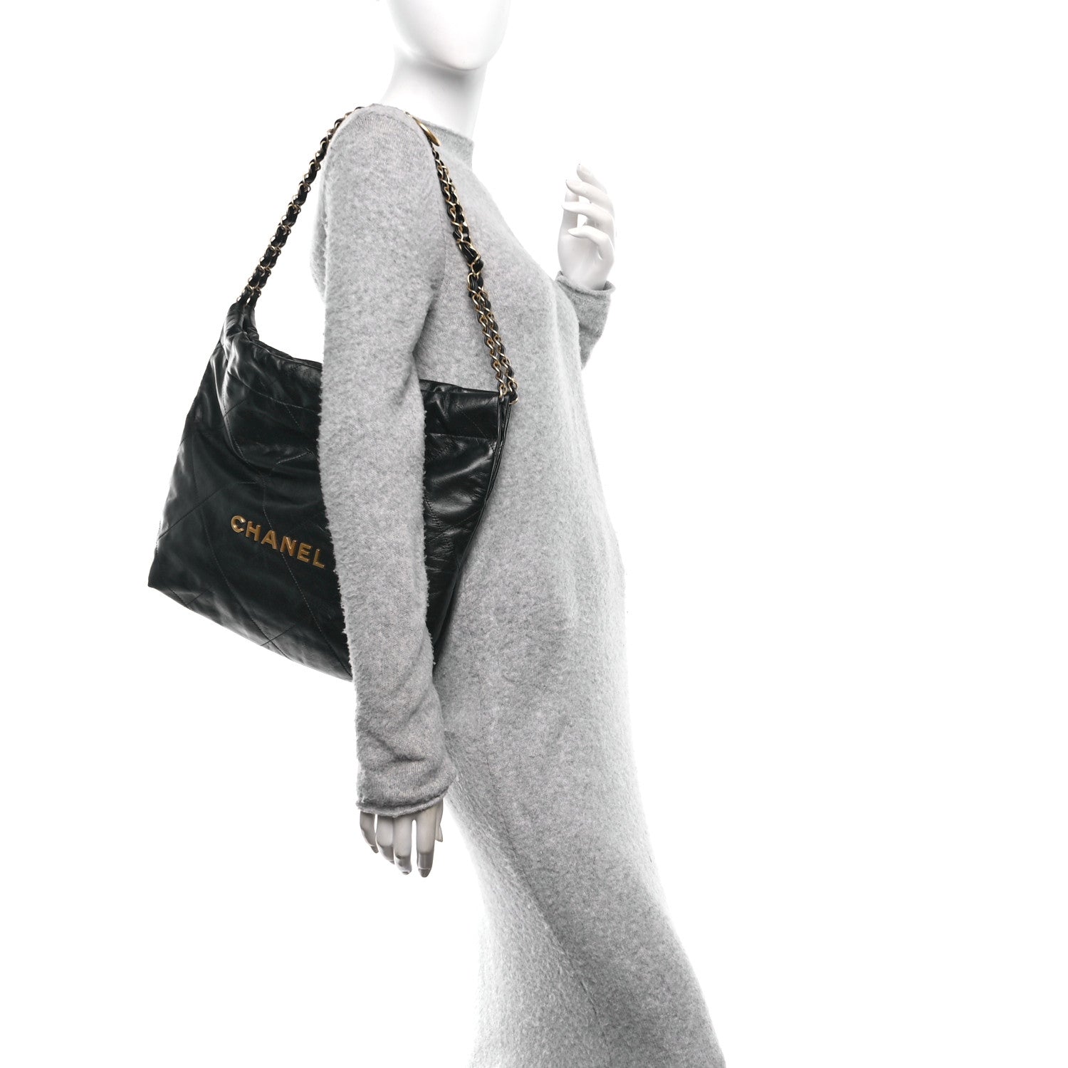Chanel Shiny Calfskin Quilted Small Chanel 22 Black 2 of 10