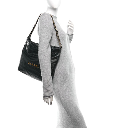 Chanel Shiny Calfskin Quilted Small Chanel 22 Black 2 of 10