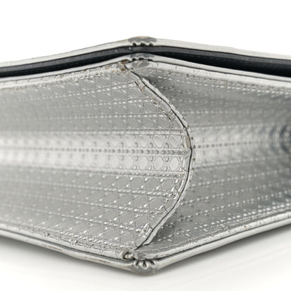 Christian Dior Metallic Patent Micro-Cannage Medium Diorama Flap Bag Silver 10 of 13