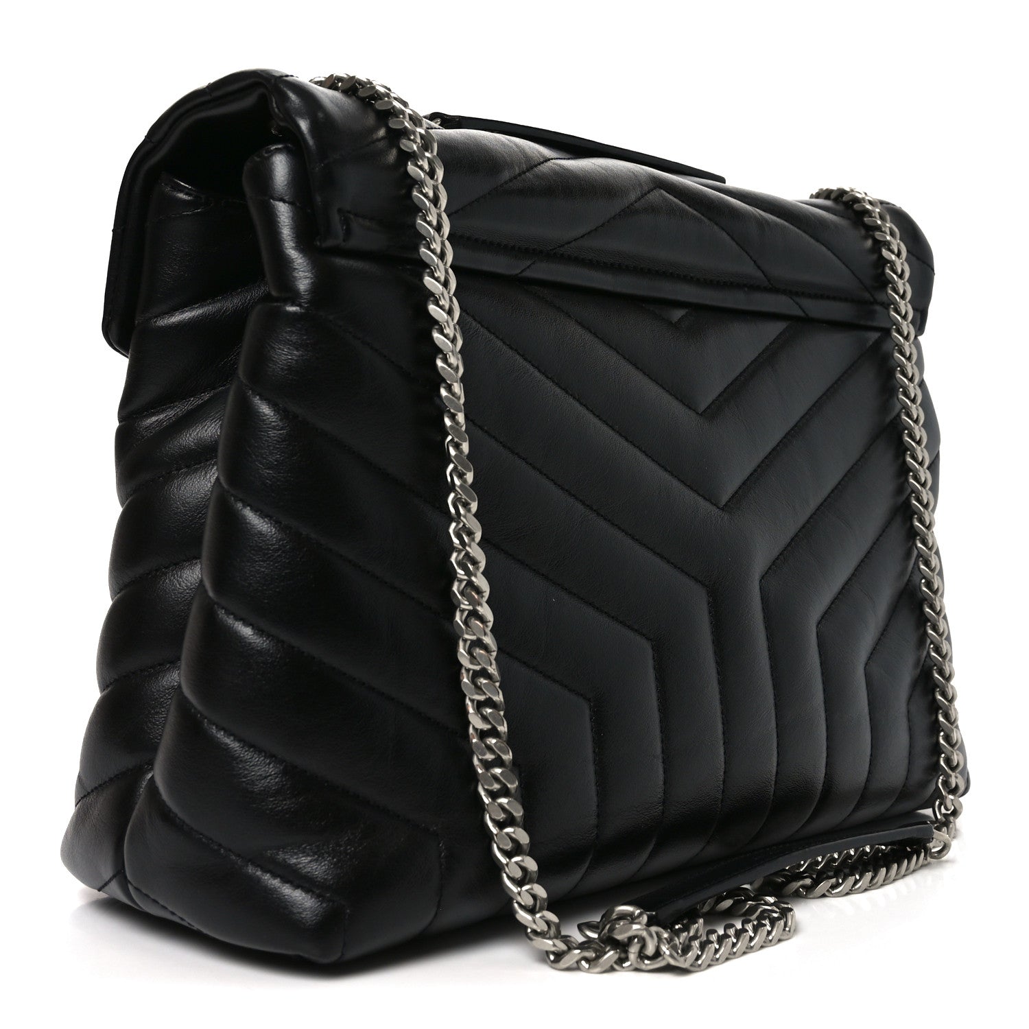 Saint Laurent Calfskin Y Quilted Monogram Medium Loulou Chain Satchel Black 3 of 10