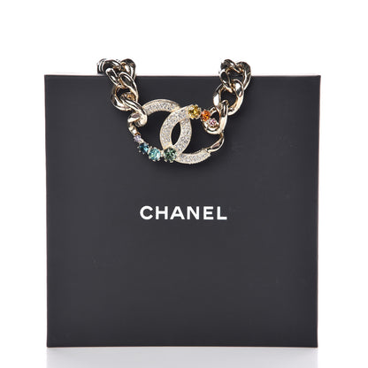 Chanel Chain Crystal Over The Rainbow CC Choker Necklace Gold Multicolor 7 of 7