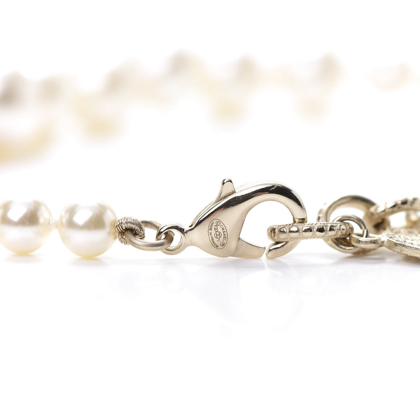 Pearl CC 100th Anniversary Necklace Light Gold