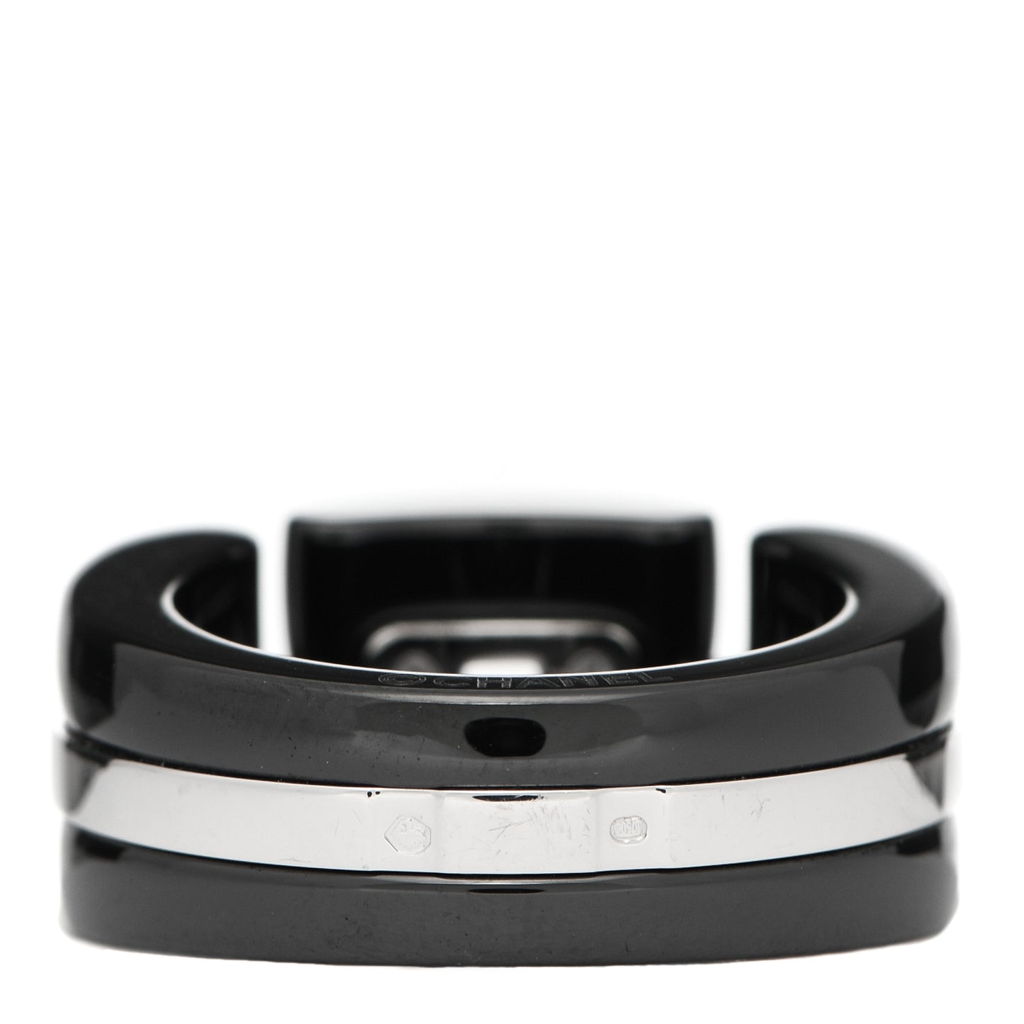 18K White Gold Black Ceramic Medium Ultra Ring 51 5.75