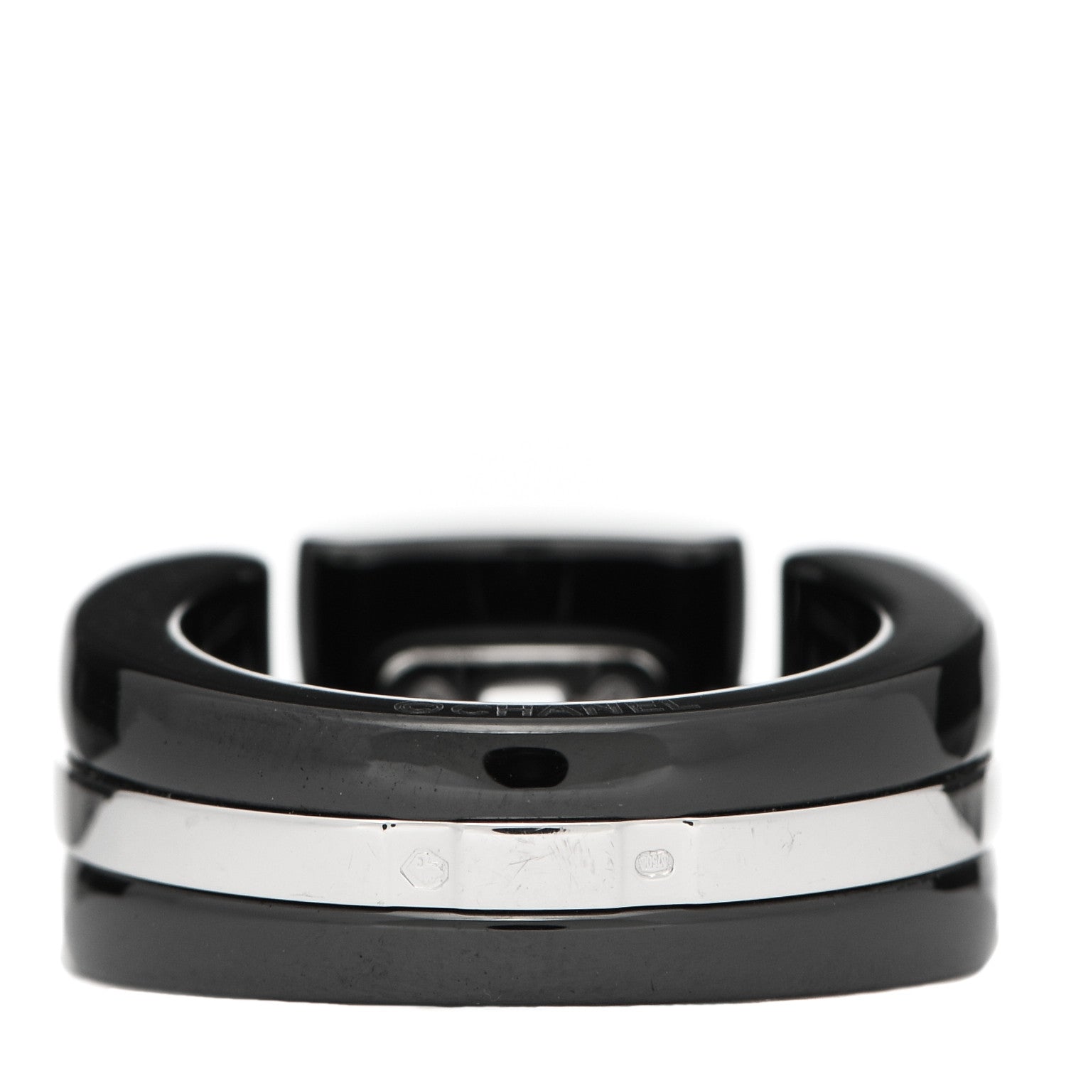 Chanel 18K White Gold Black Ceramic Medium Ultra Ring 51 5.75 3 of 5