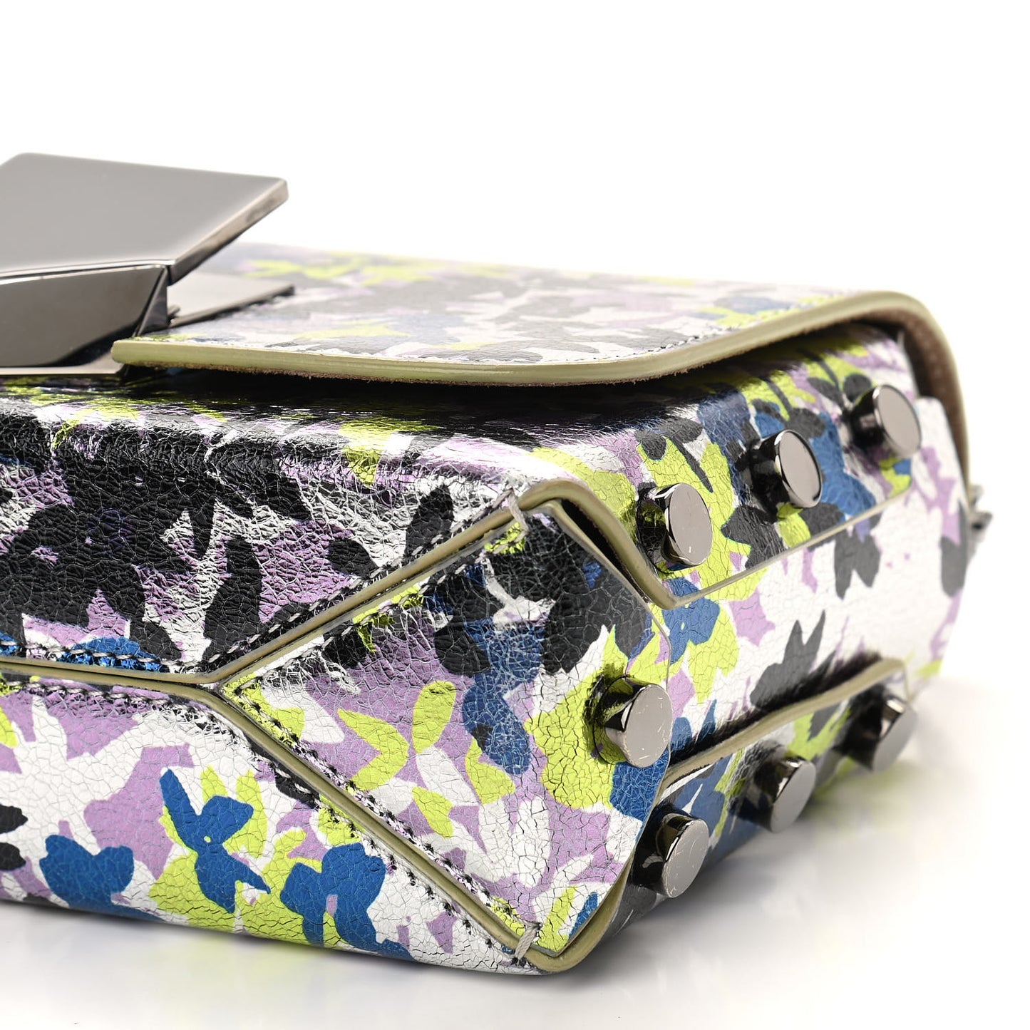 Metallic Calfskin Lockett Petite Shoulder Bag Multicolor