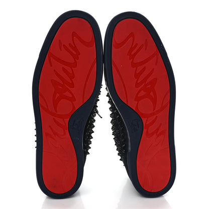 Christian Louboutin Veau Velours Mens Louis Orlato Flat Spikes Sneakers 46 Navy 5 of 8