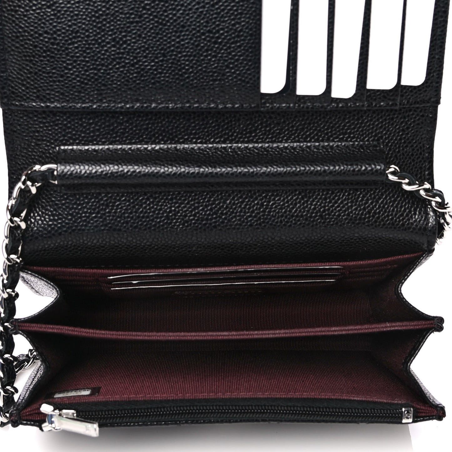 Caviar Quilted Mini Wallet On Chain WOC Black