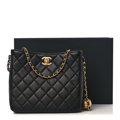 Chanel Lambskin Quilted Small Pearl Crush Hobo Black 10 of 10