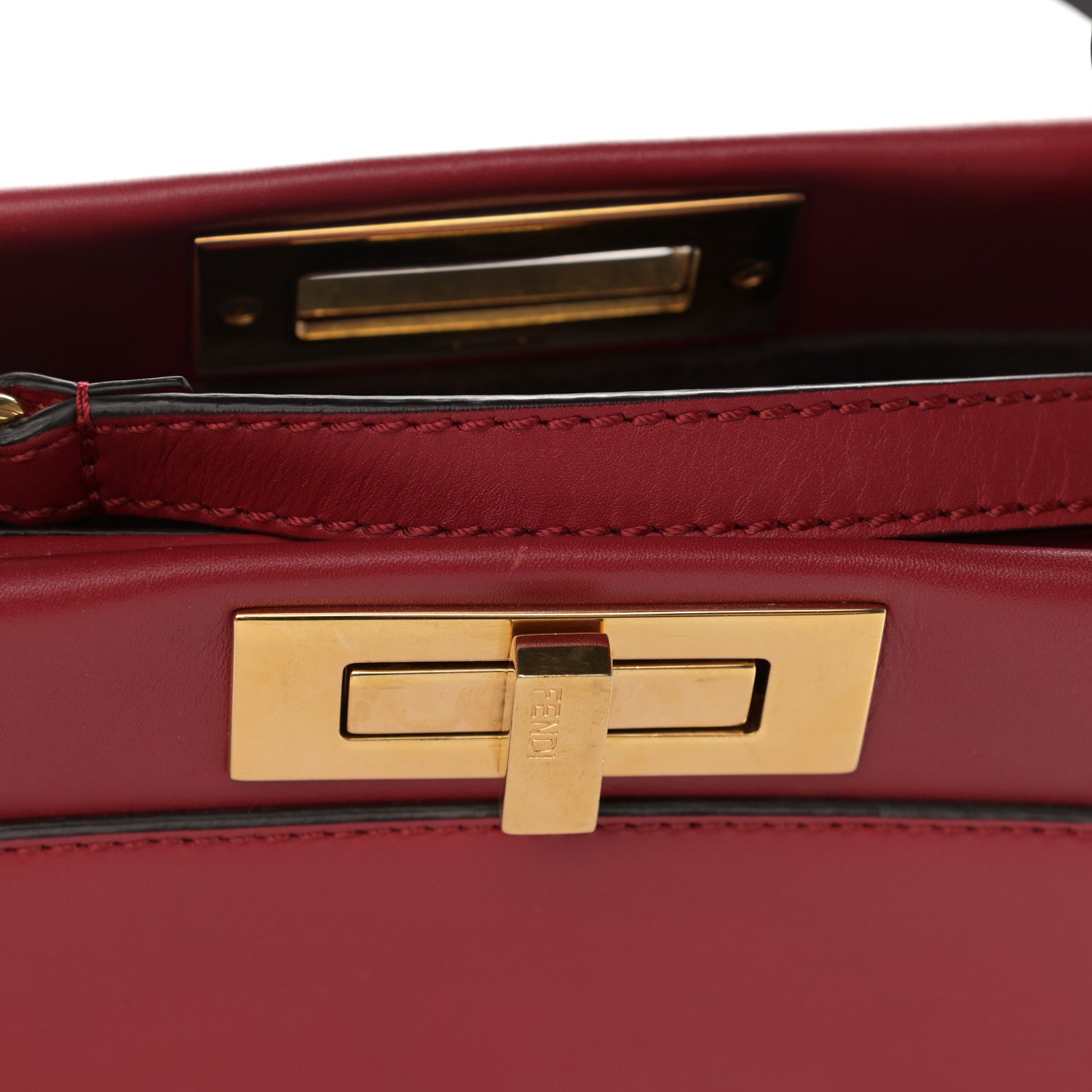Fendi Vitello Morgan Fabric Jacquard Pequin Medium Peekaboo Iconic Satchel Mattone Tobacco Black 14 of 14
