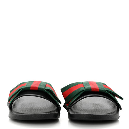 Gucci Satin Web Bow Slide Sandals 37 Black 2 of 8