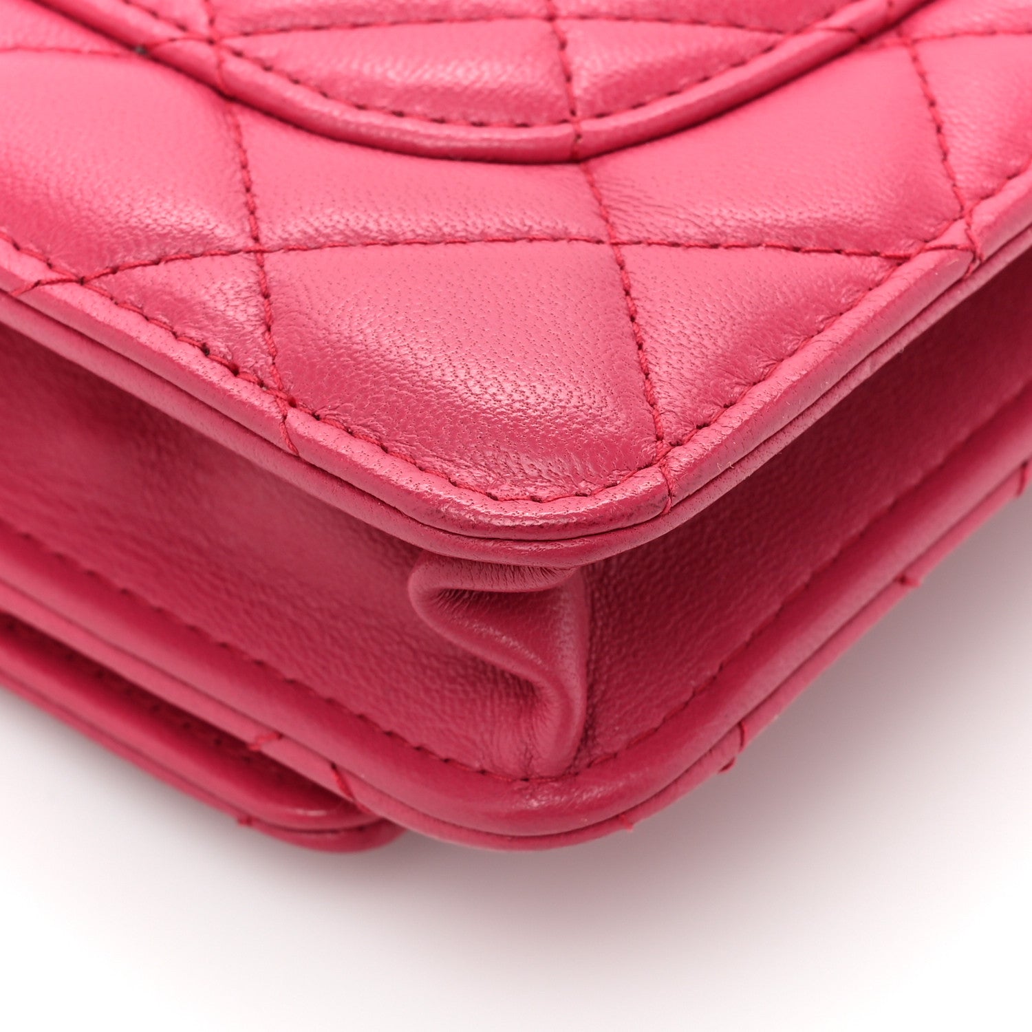 Chanel Lambskin Quilted CC Pearl Crush Wallet on Chain WOC Dark Pink 16 of 18