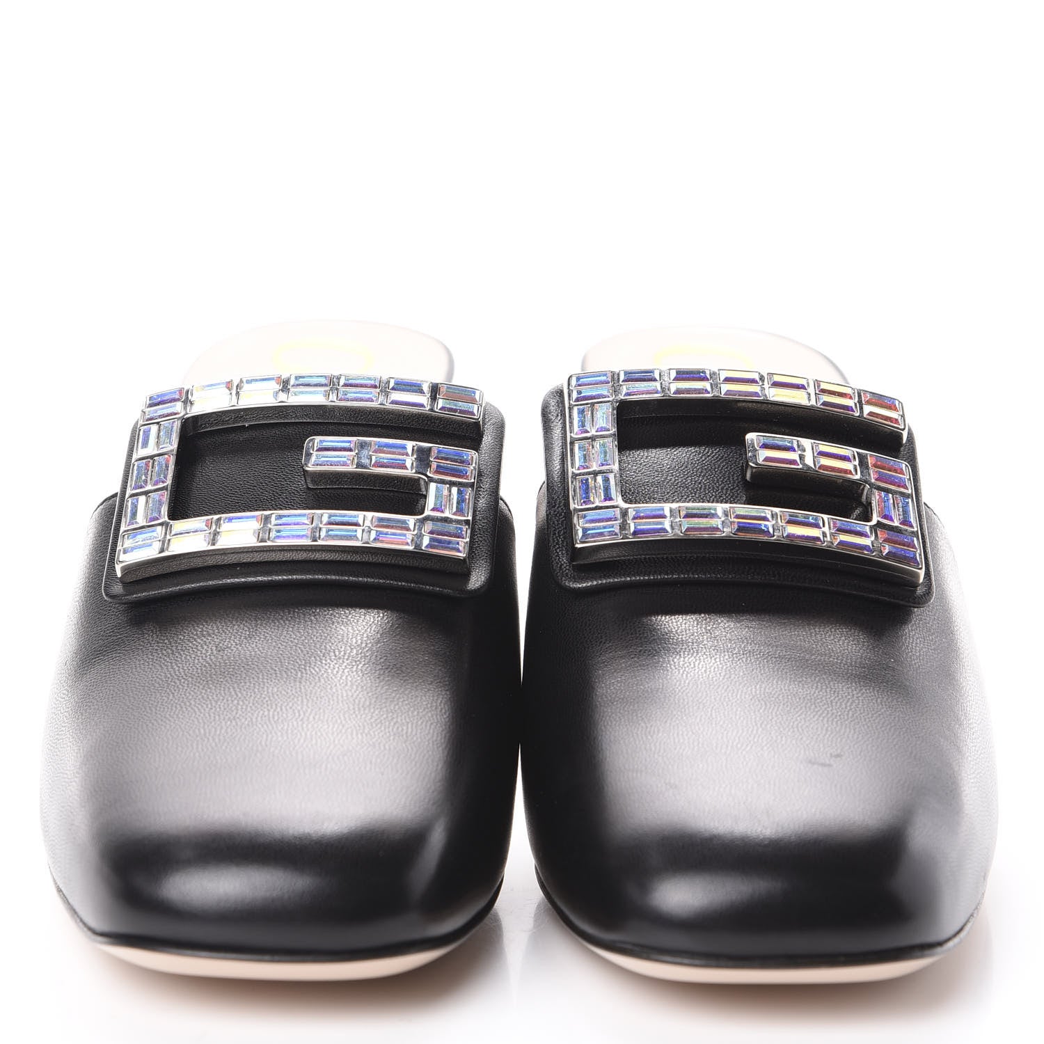 Gucci Malaga Kid Crystal Square G Madelyn Mules 39 Black 2 of 7