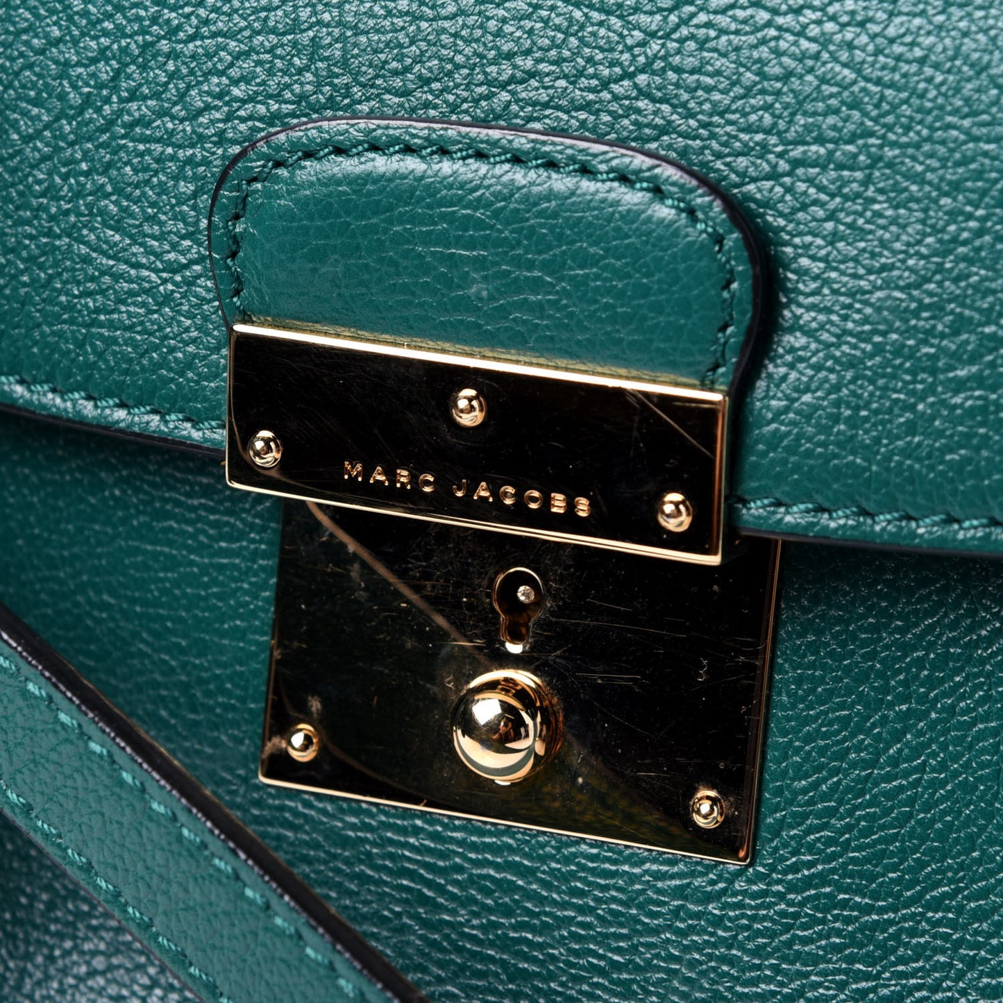 Calfskin The Mini 54 Flap Bag Emerald Pale Gold