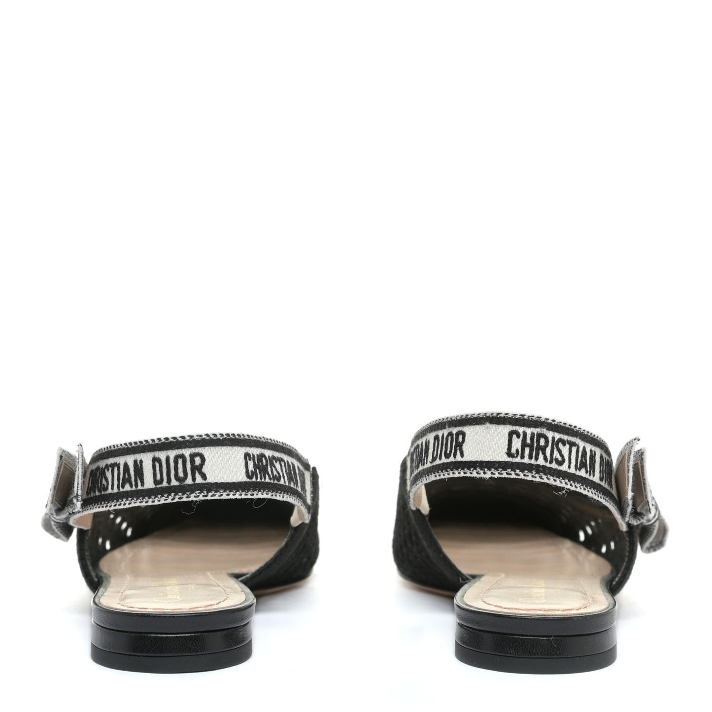 Cotton Lambskin Mesh Cannage Dior & Moi Slingback Ballet Flats 35 Black