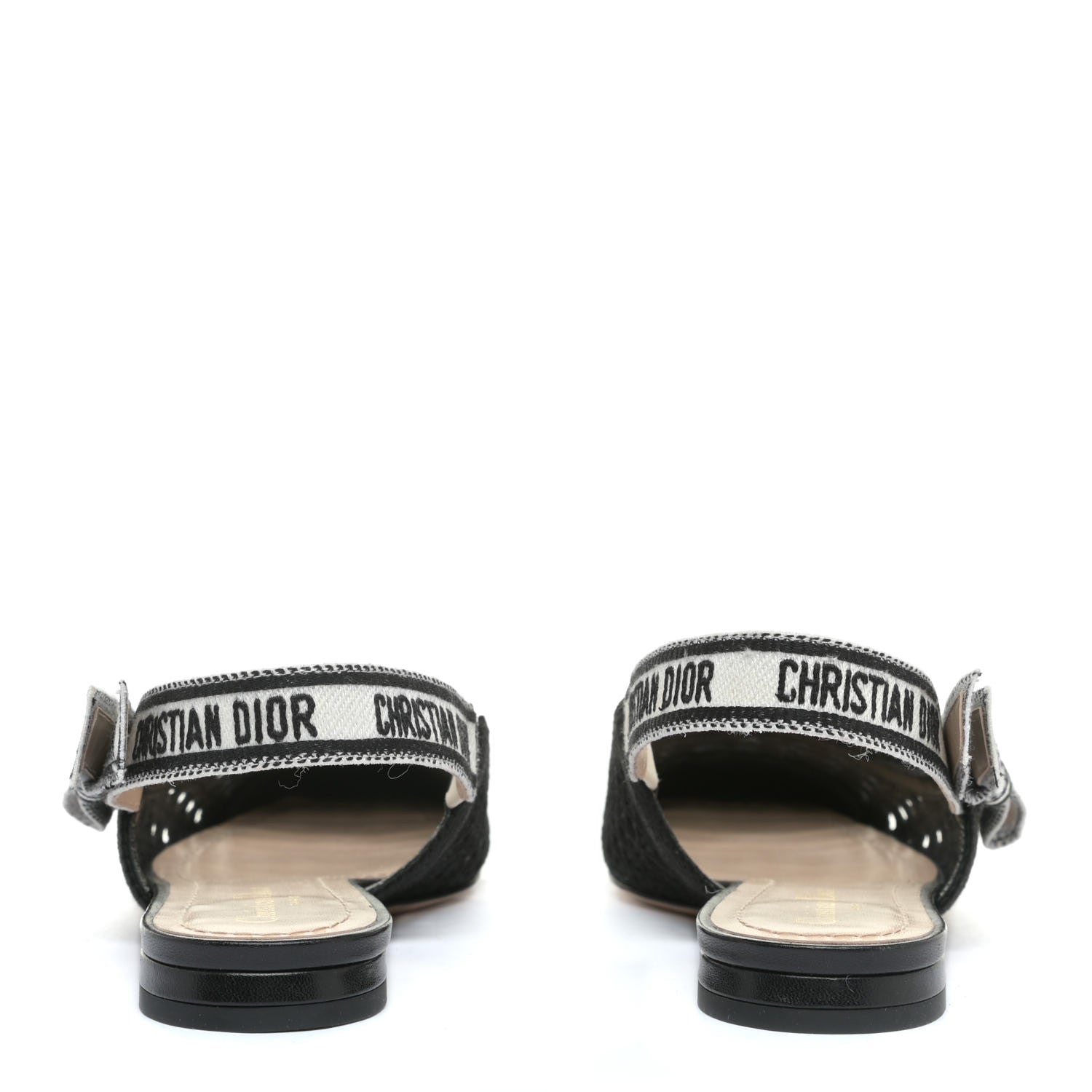 Christian Dior Cotton Lambskin Mesh Cannage Dior & Moi Slingback Ballet Flats 35 Black 5 of 8