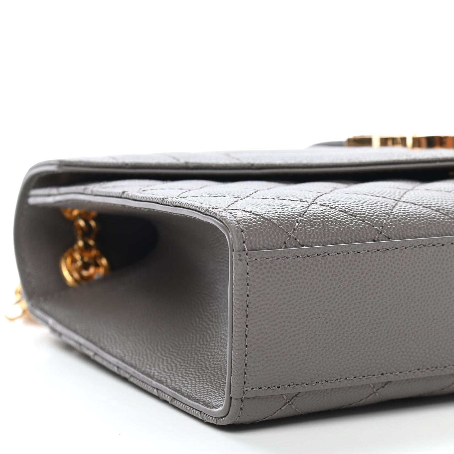 Grain De Poudre Textured Mixed Matelasse Medium Triquilt Monogram Satchel Fog