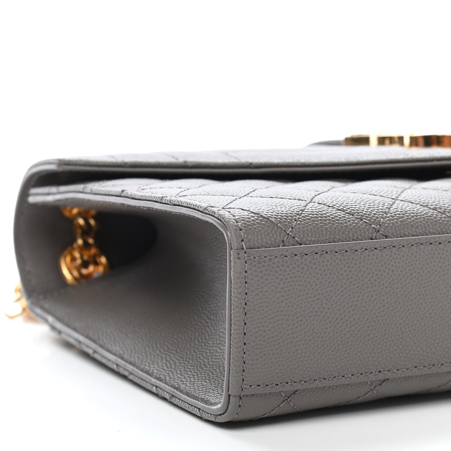 Saint Laurent Grain De Poudre Textured Mixed Matelasse Medium Triquilt Monogram Satchel Fog 6 of 7
