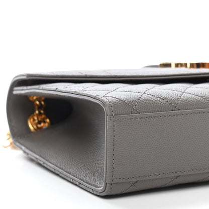 Saint Laurent Grain De Poudre Textured Mixed Matelasse Medium Triquilt Monogram Satchel Fog 6 of 7
