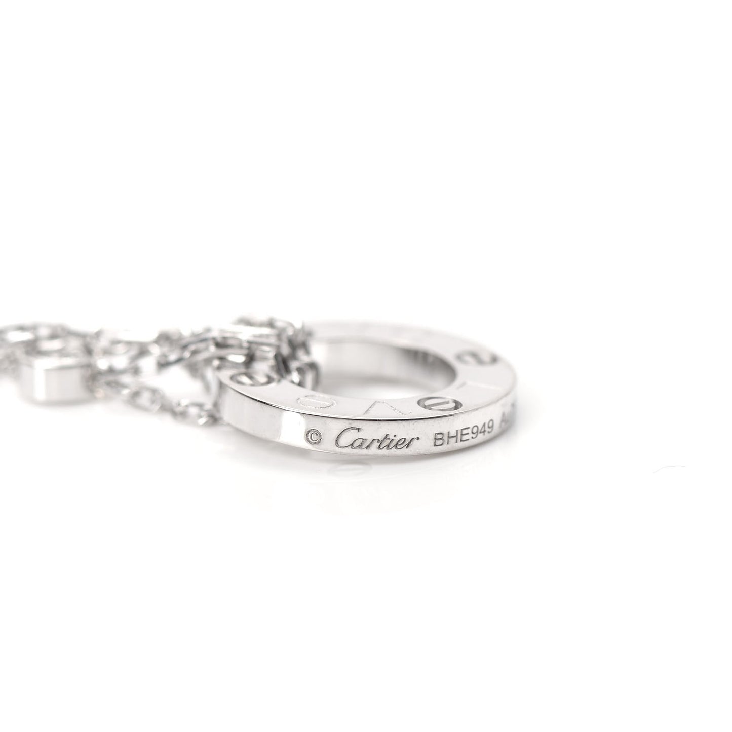 18K White Gold 2 Diamond LOVE Necklace
