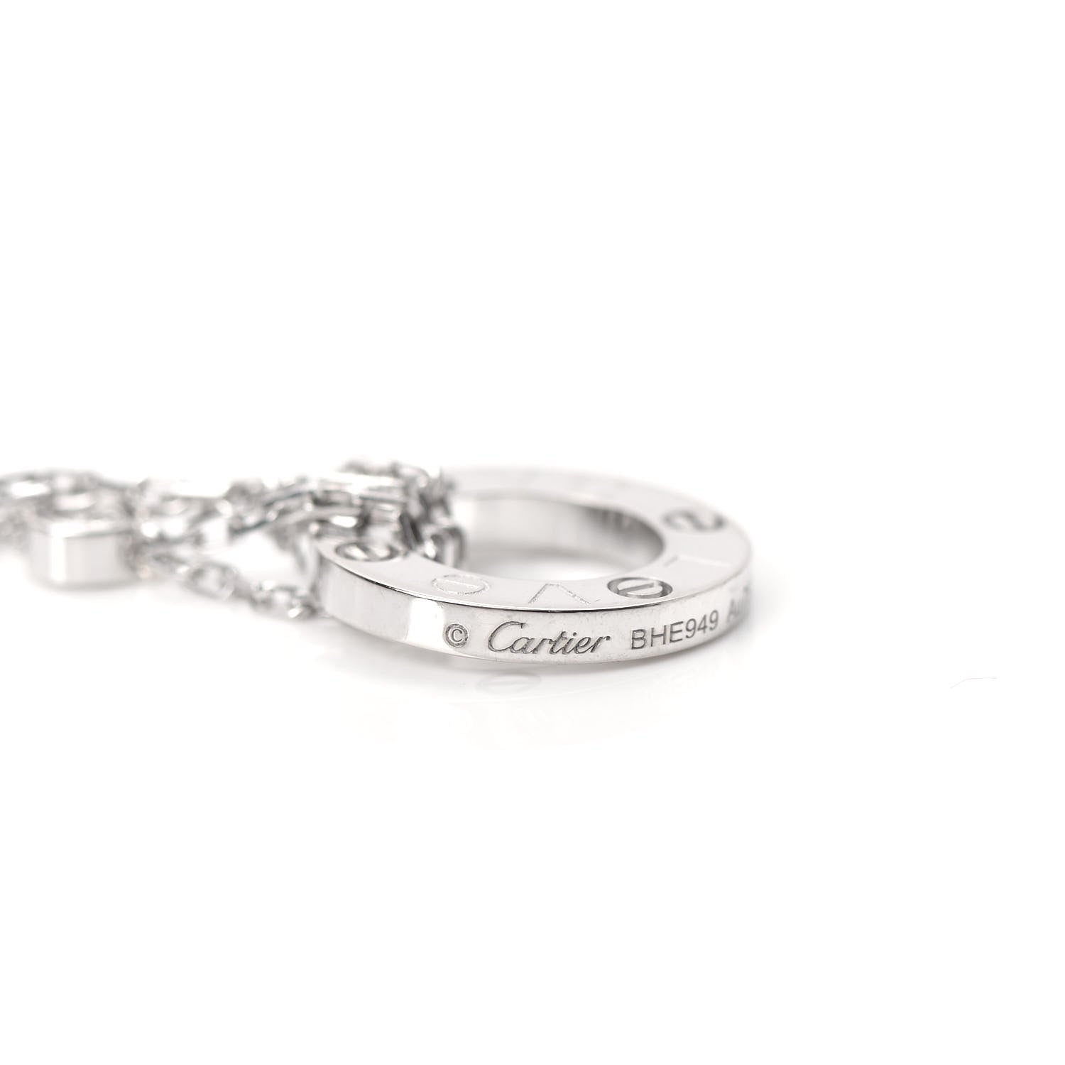 Cartier 18K White Gold 2 Diamond LOVE Necklace 6 of 8