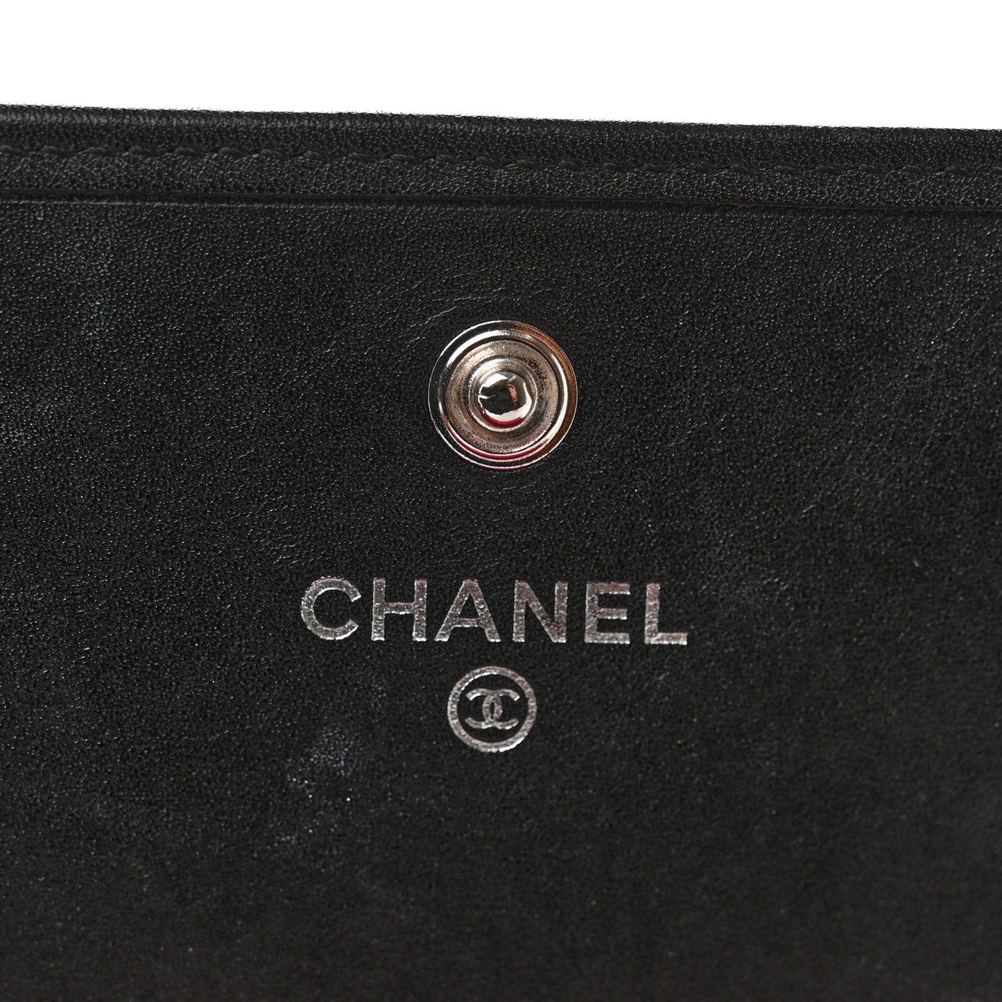 Calfskin Quilted Cambon Gusset Flap Wallet Black