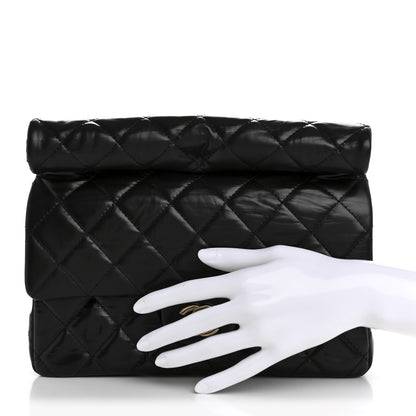 Chanel Crumpled Calfskin Quilted Clutch Black 2 of 8