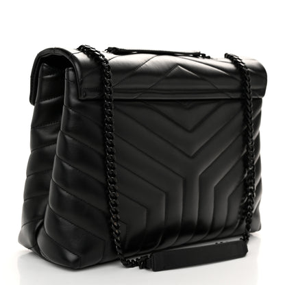 Saint Laurent Calfskin Y Quilted Monogram Monochrome Medium Loulou Chain Satchel Black 3 of 10