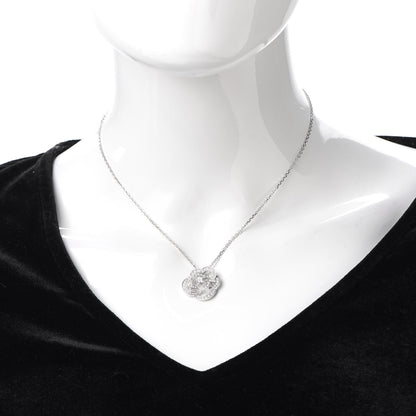 Chanel 18K White Gold Diamond Large Camelia Pendant Necklace 2 of 5