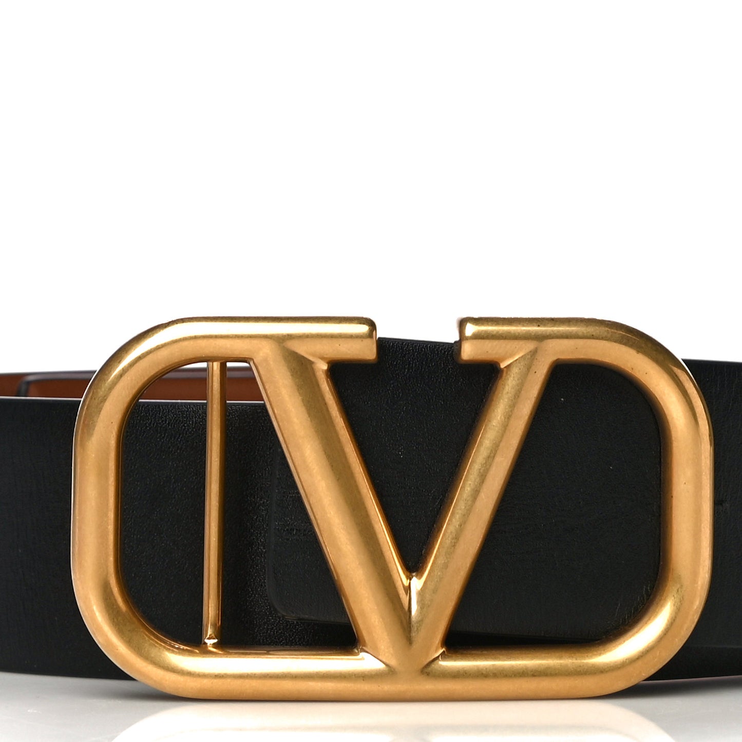 Glossy Calfskin VLogo Reversible 40mm Belt 85 34 Saddle Brown Black