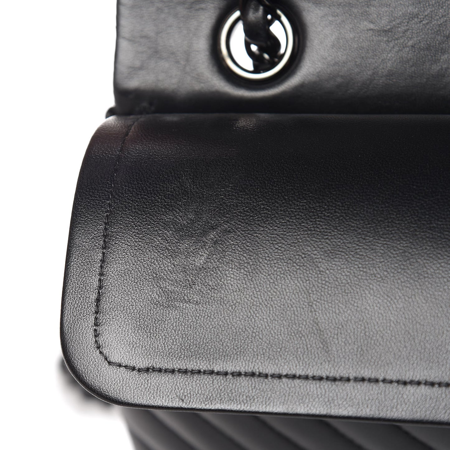Lambskin Chevron Quilted Medium Double Flap So Black