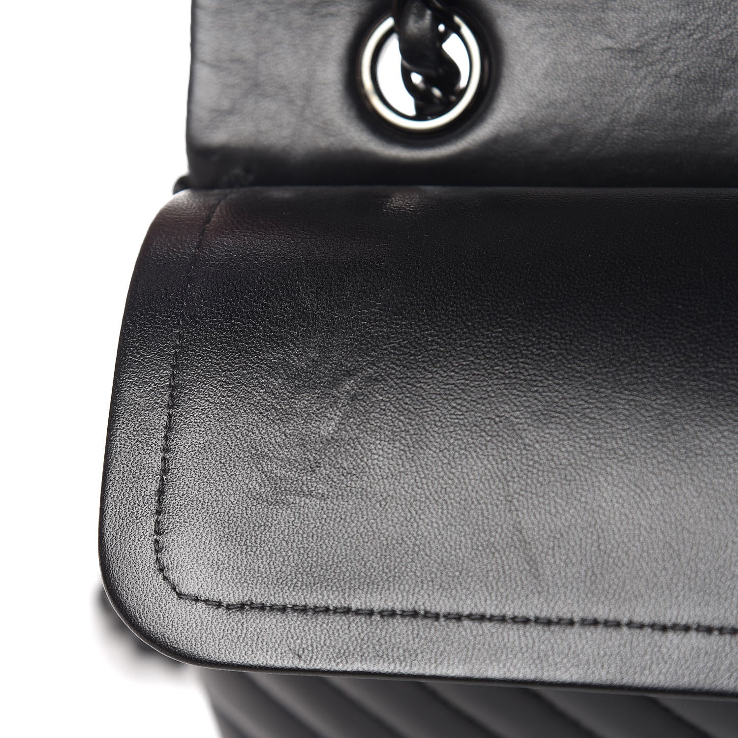 Chanel Lambskin Chevron Quilted Medium Double Flap So Black 10 of 21