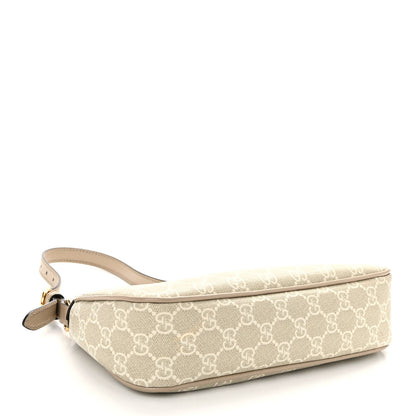 Gucci GG Supreme Monogram Textured Dollar Calfskin Small Ophidia Hobo Beige Mystic White Oatmeal 4 of 9