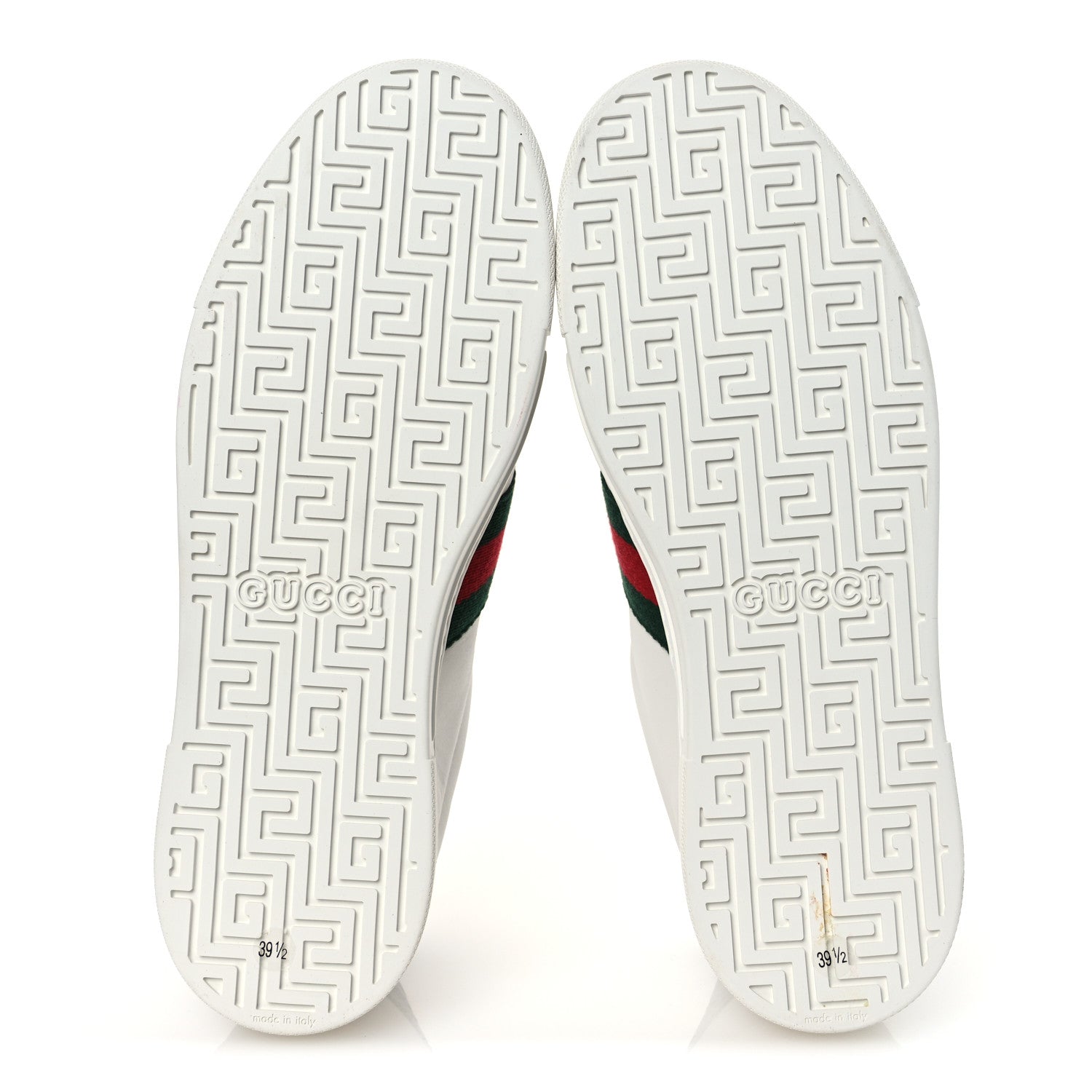 Gucci Calfskin Crocodile Web Womens Ace Sneakers 39.5 White Green 7 of 12