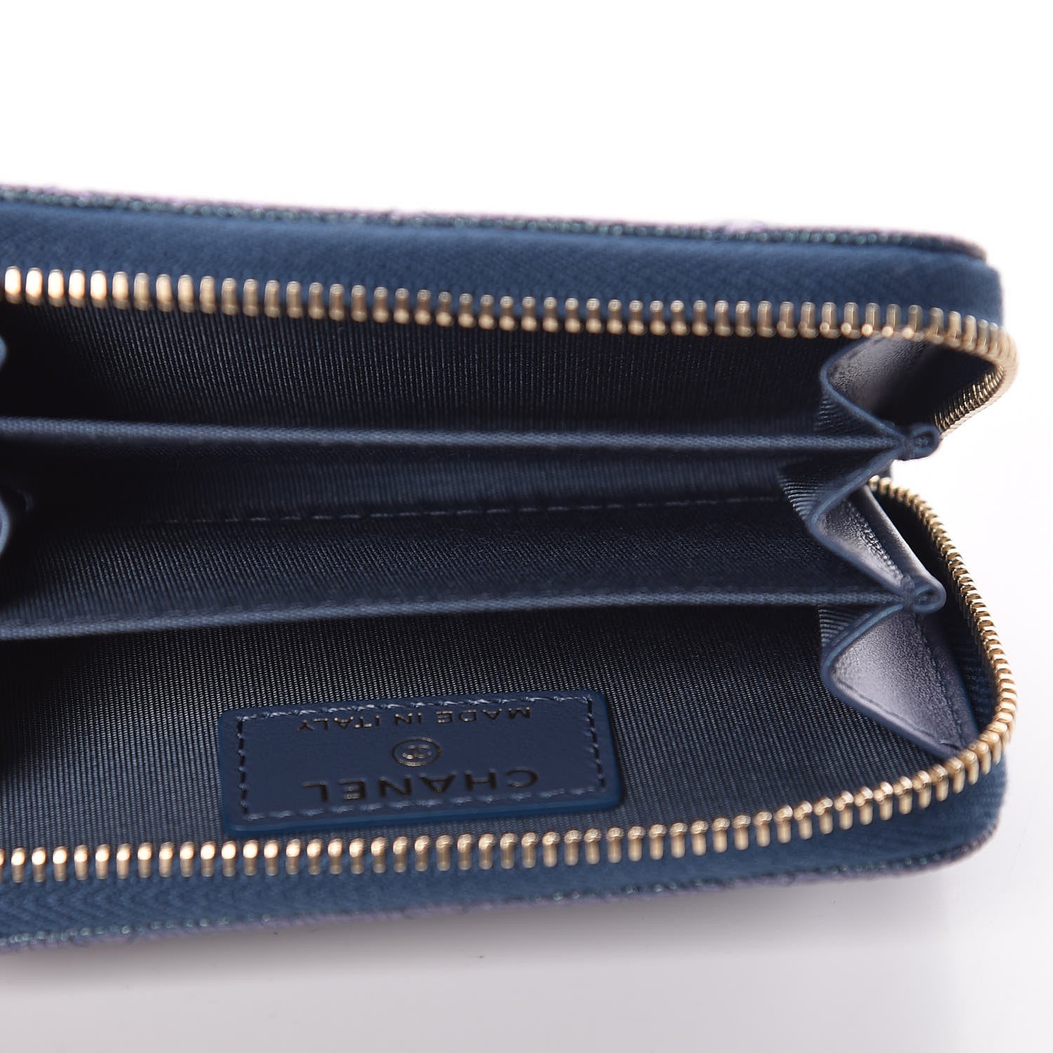 Chanel Iridescent Caviar Quilted Zip Coin Purse Blue 5 of 8