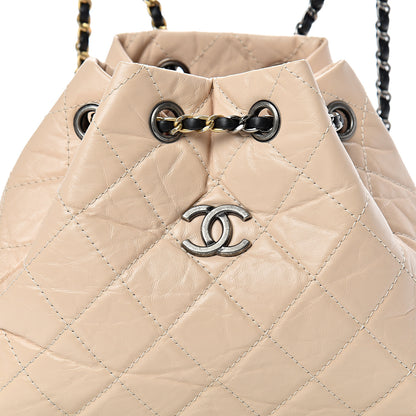 Chanel Aged Calfskin Quilted Small Gabrielle Backpack Beige Black 7 of 10