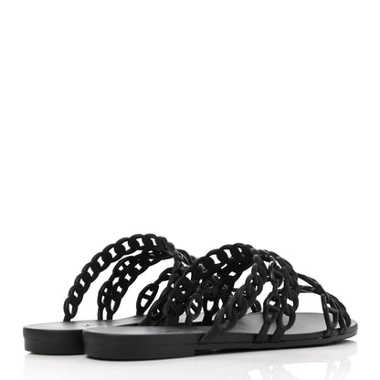 Hermes Rubber Chaine d'Ancre Nude Sandals 39 Black 4 of 7