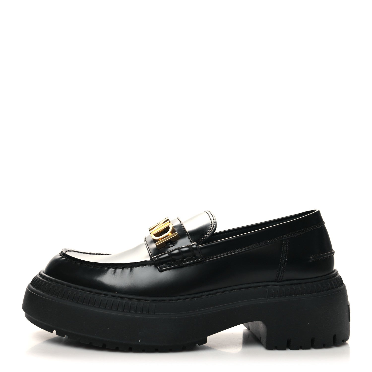 Fendi Vitello Abrasivato Fendigraphy 50mm Loafers 41 Black 1 of 11