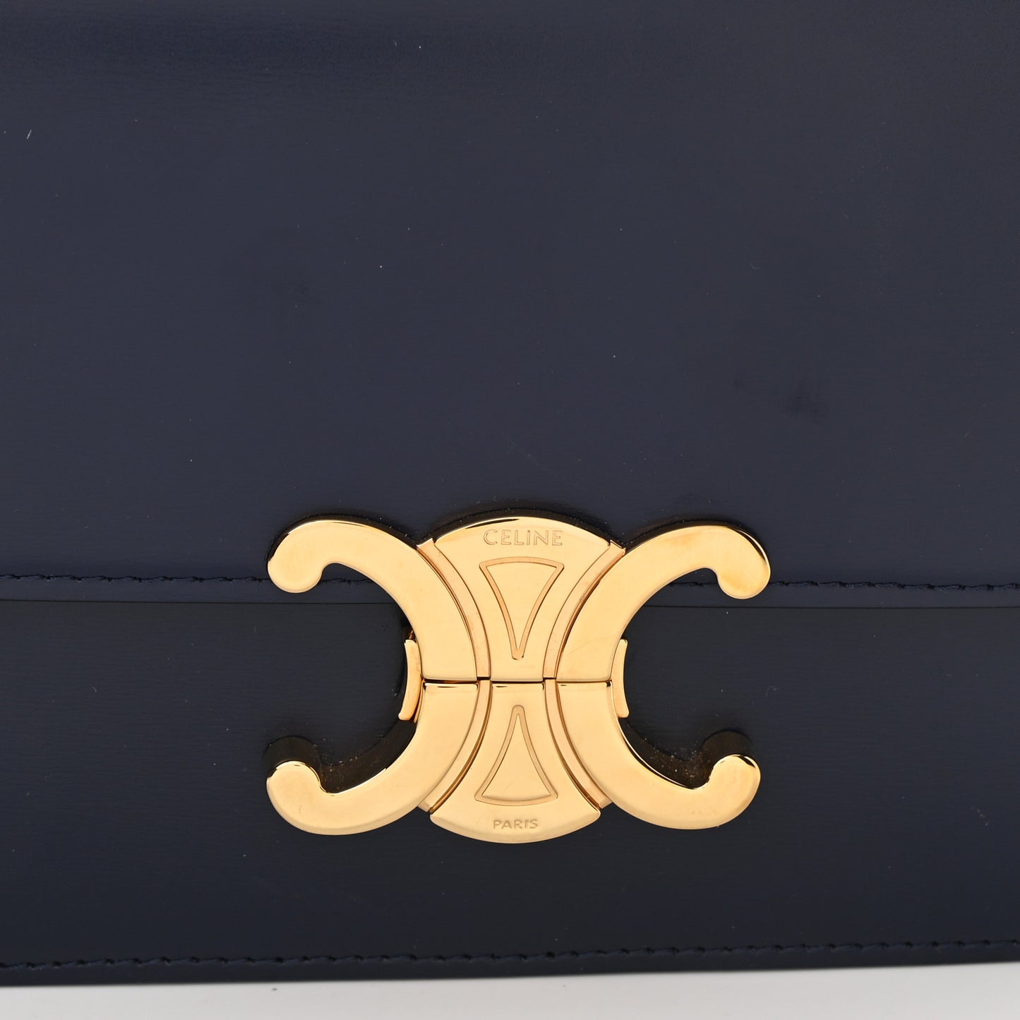Shiny Calfskin Small Triomphe Dark Blue
