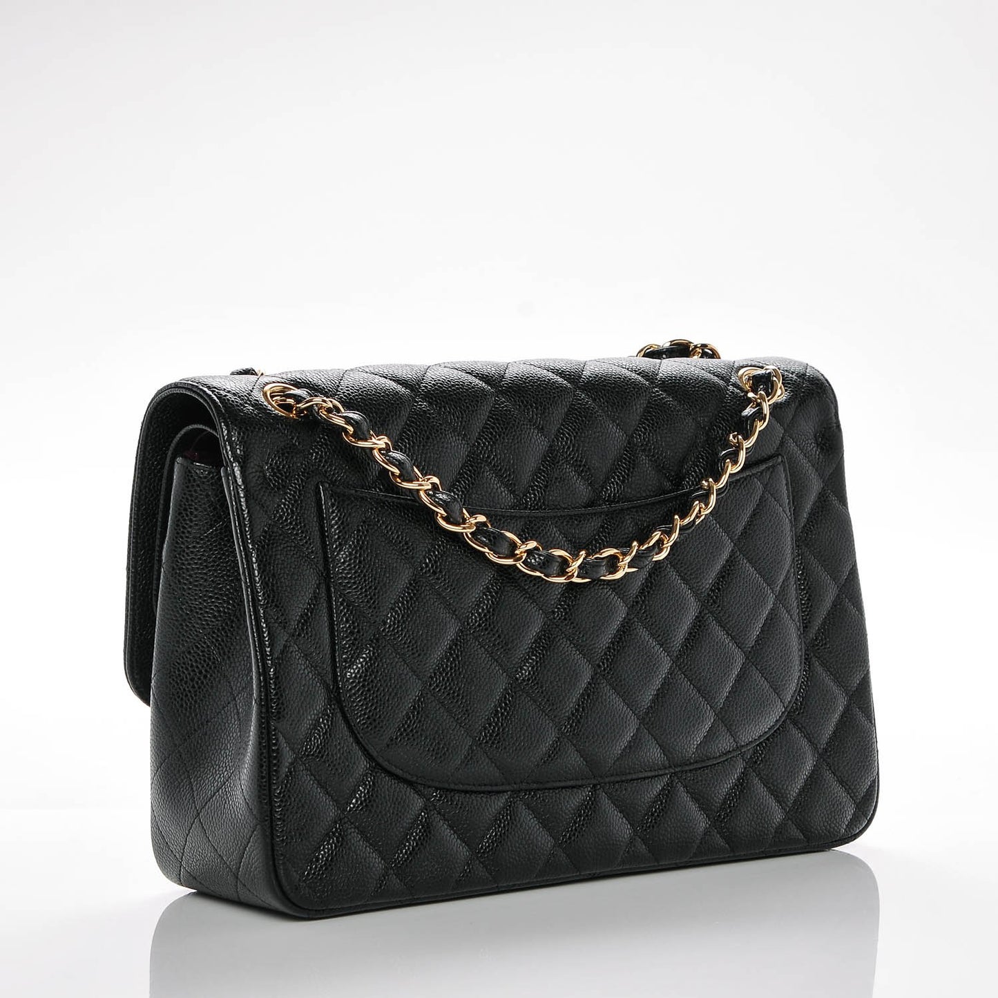 Caviar Quilted Jumbo Double Flap Black