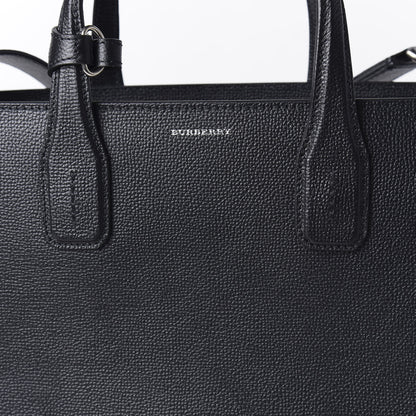 Burberry Grainy Calfskin House Check Medium Banner Tote Black 9 of 10