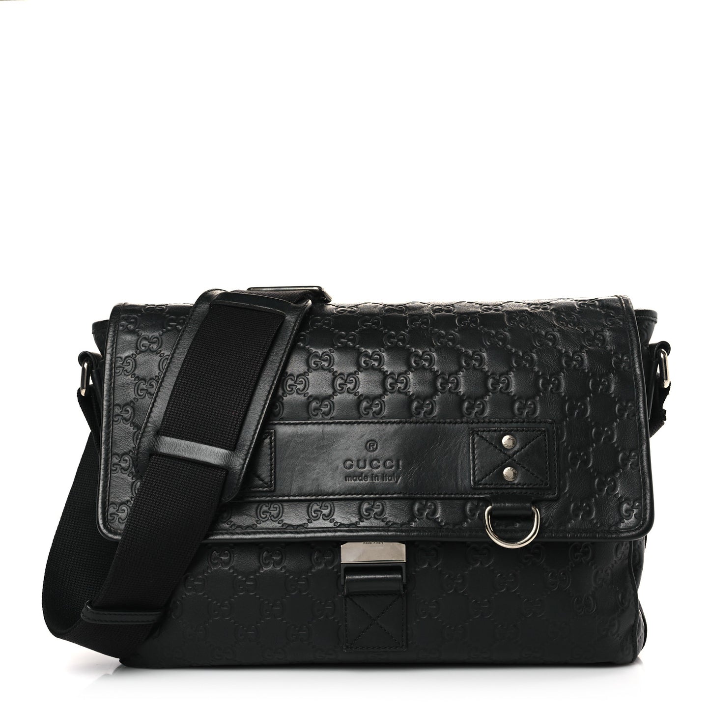 Rubber Guccissima Medium Messenger Bag Black