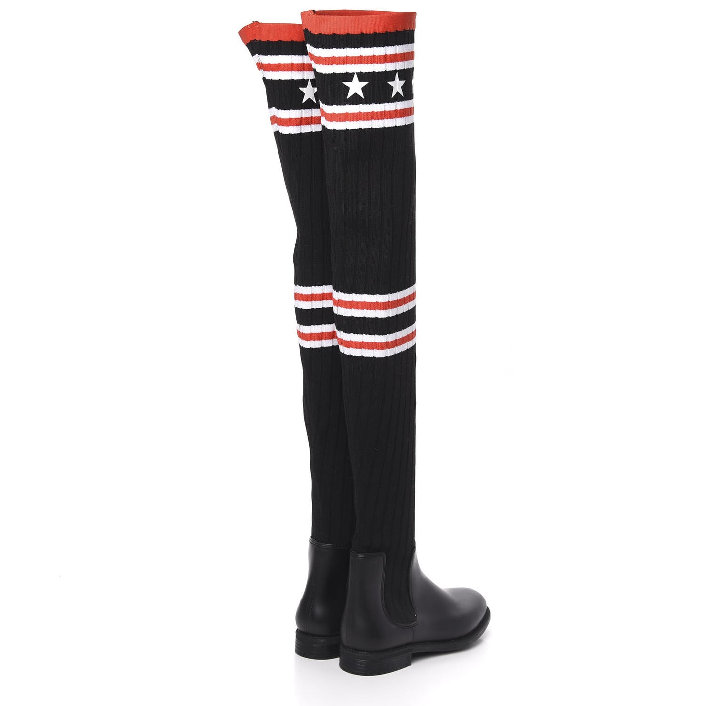 Knit Rubber Storm Over The Knee Boots 37 Black