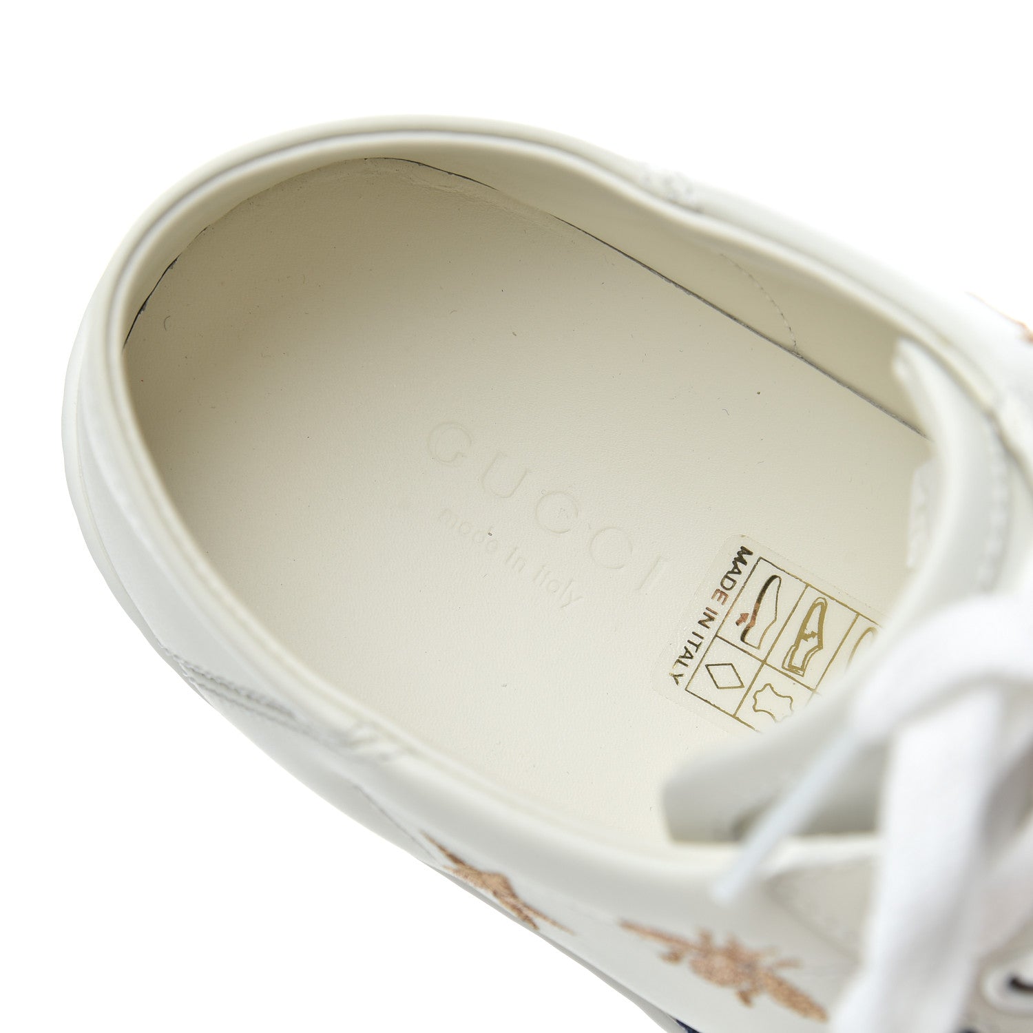 Gucci Calfskin Bee Star Embroidered Sylvie Web Ace Sneakers 35 White 6 of 20